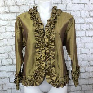 Richard K Tsao Thai Silk Ruffle Crop Jacket Q30